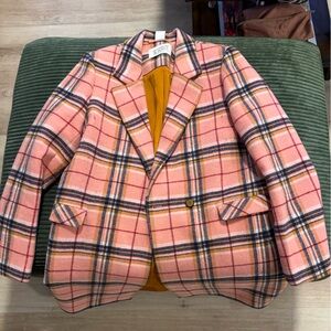 Scotch & Soda Pink and Orange Plaid Blazer